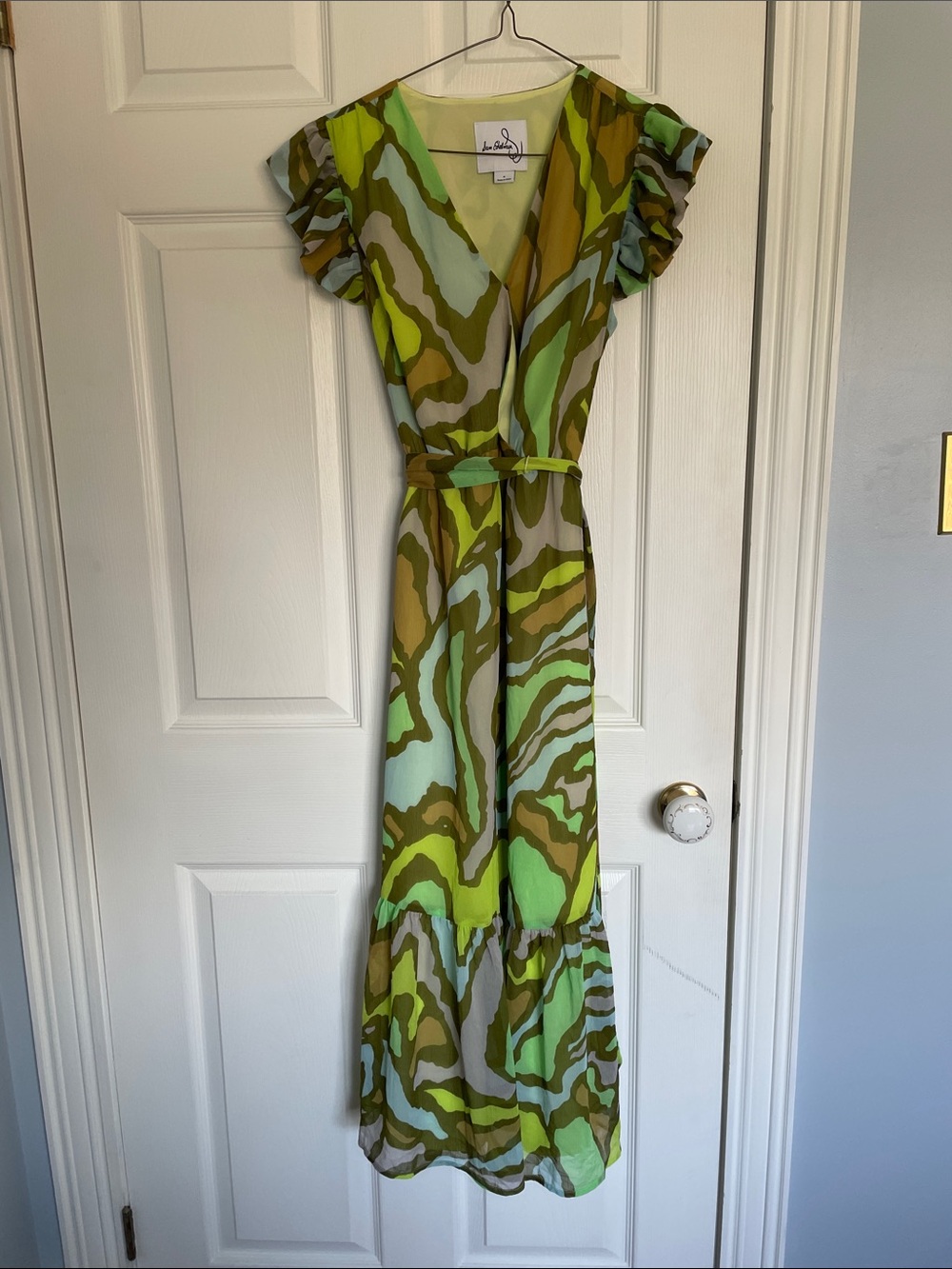 Sam Edelman Lime & Olive Abstract Print Maxi Dress